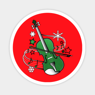 Christmas Violin with Notes and Stars Magnet